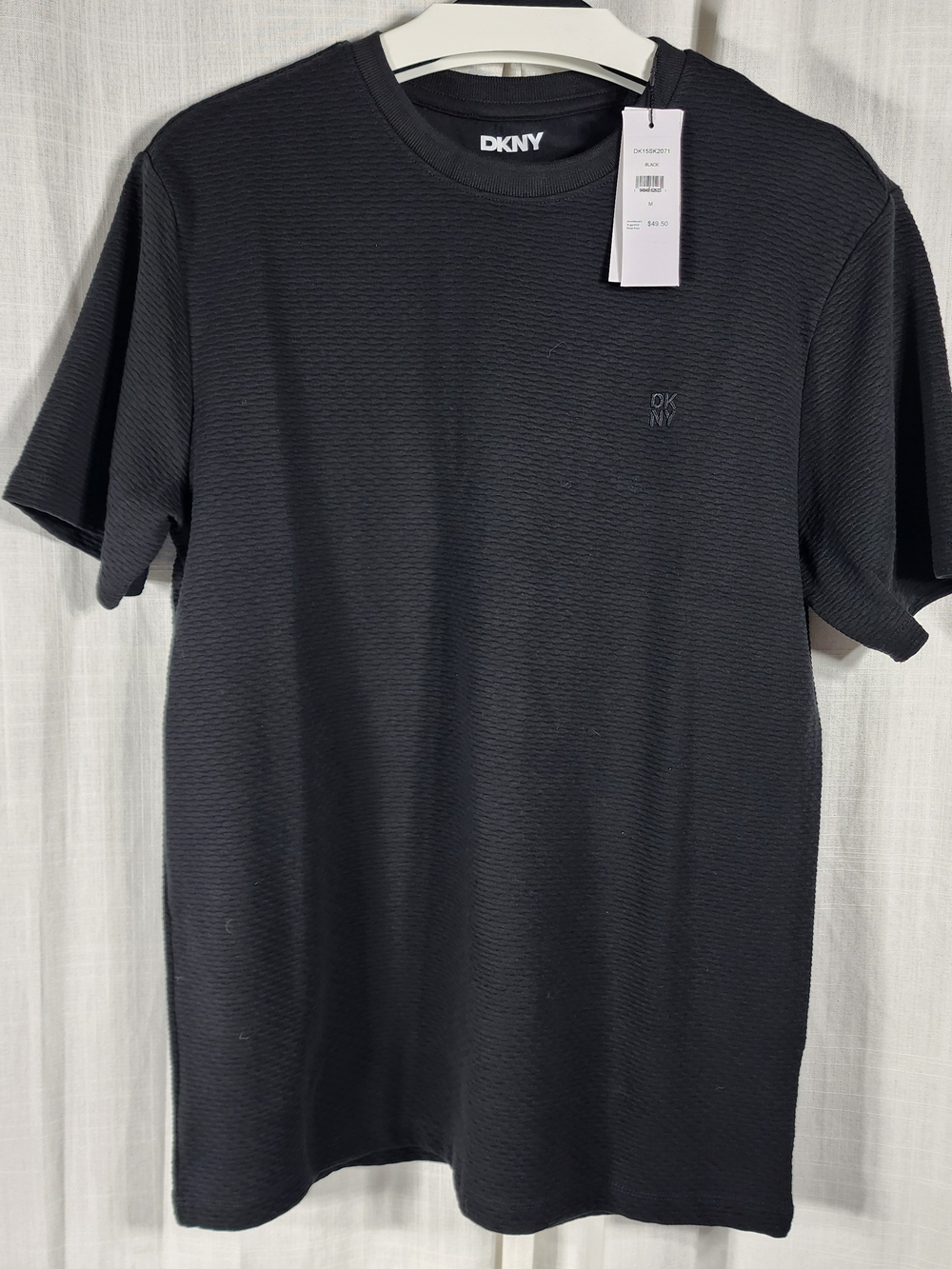 DKNY Black Ribbed Short Sleeve Crew Tee